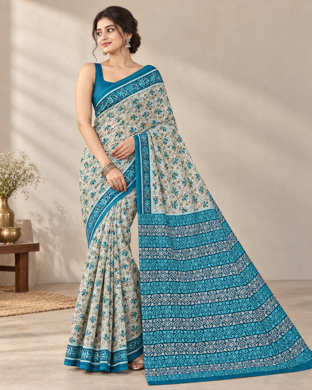 Pallavi - 100% Organic Cotton Saree with BP