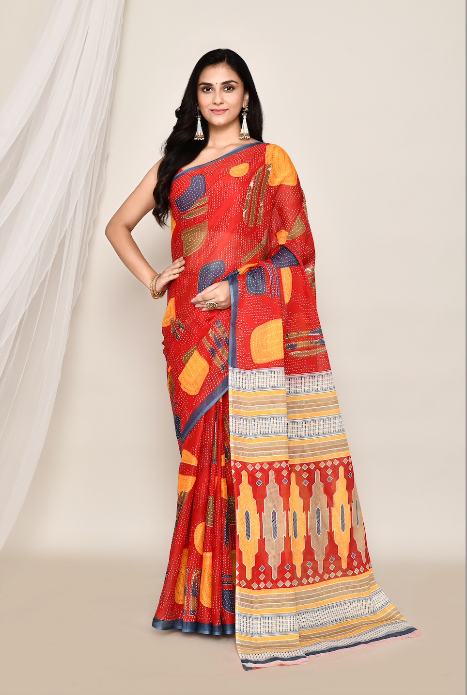 Roopkaantha Esha  - Black 100% Organic Cotton Saree with BP