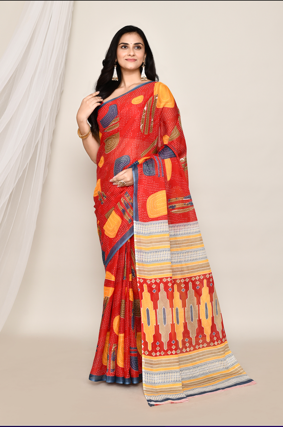 Roopkaantha Esha  - Black 100% Organic Cotton Saree with BP