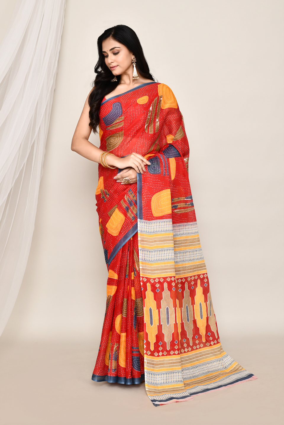 Roopkaantha Esha  - Black 100% Organic Cotton Saree with BP
