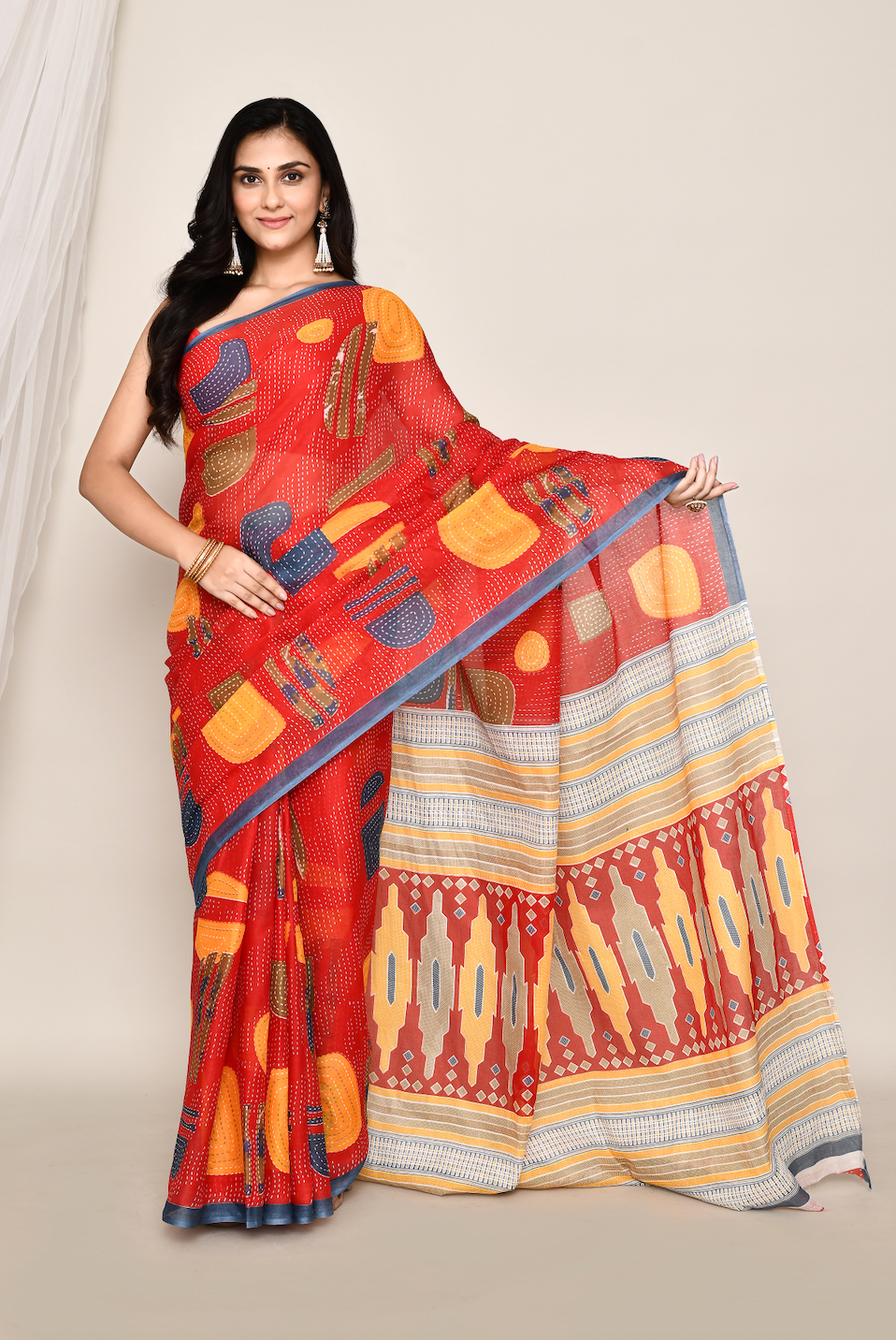 Roopkaantha Esha  - Black 100% Organic Cotton Saree with BP